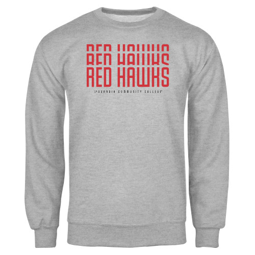 Grey Fleece Crew-LaGuardia CC Red Hawks Repeat Design