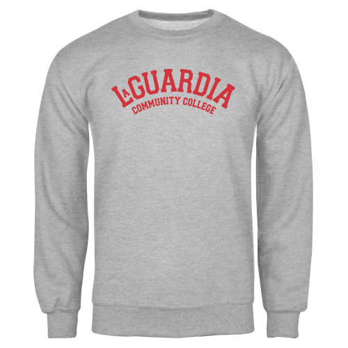 Grey Fleece Crew-LaGuardia CC Arched