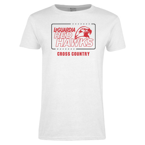 Womens White Short Sleeve Tee-LaGuardia Red Hawks Cross Country