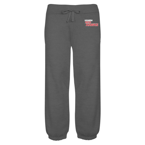 ENZA Womens Dark Heather Banded Fleece Capri-LaGuardia Red Hawks Wordmark