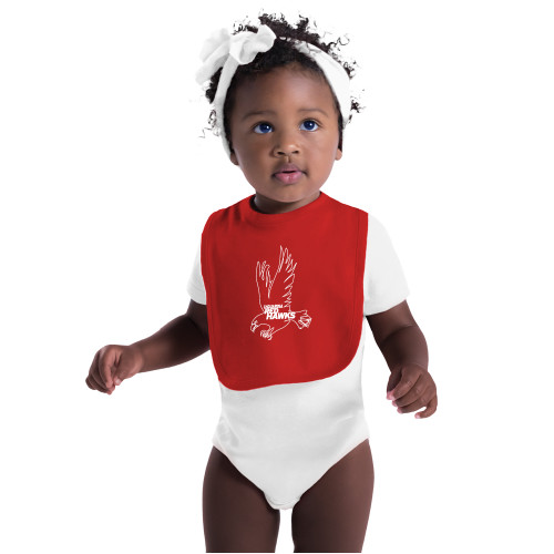 Red Baby Bib-LaGuardia CC Red Hawk Logo