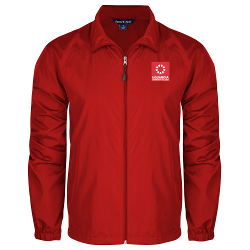 Red Full Zip Wind Jacket-LaGuardia CC Square Mark