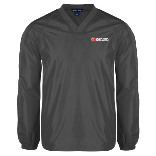 Charcoal V Neck Raglan Windshirt-LaGuardia CC Flat Wordmark