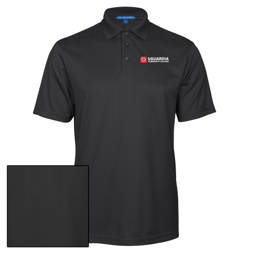 Charcoal Performance Fine Jacquard Polo-LaGuardia CC Flat Wordmark