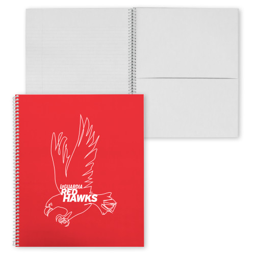 College Spiral Notebook w/Clear Coil-LaGuardia CC Red Hawk Logo