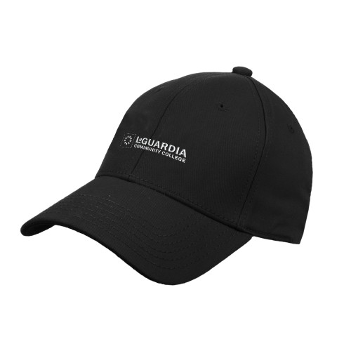 Black Structured Adjustable Pro Style Hat-LaGuardia CC Flat Wordmark