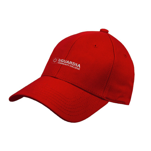 Red Structured Adjustable Pro Style Hat-LaGuardia CC Flat Wordmark