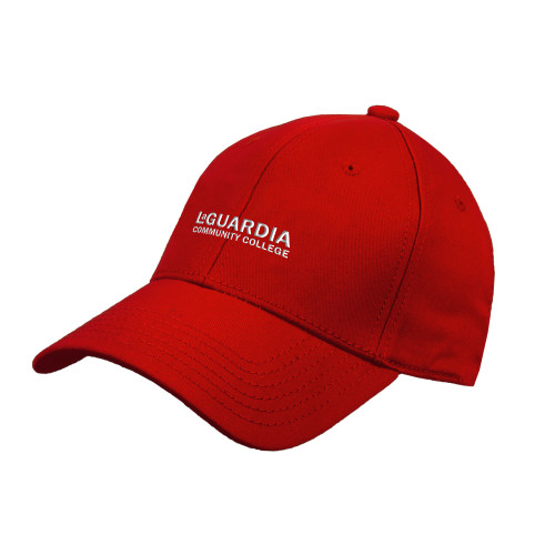 Red Structured Adjustable Pro Style Hat-LaGuardia CC Wordmark