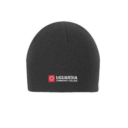 Charcoal Knit Beanie-LaGuardia CC Flat Wordmark