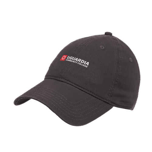 Charcoal Unstructured Adjustable Low Profile Hat-LaGuardia CC Flat Wordmark