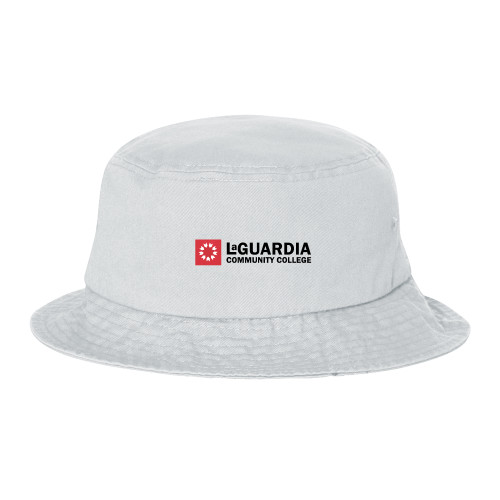 Sportsman White Bucket Hat-LaGuardia CC Flat Wordmark