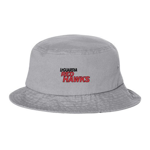 Sportsman Grey Bucket Hat-LaGuardia Red Hawks Wordmark