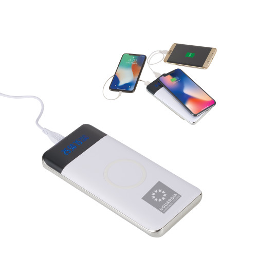 Constant 10000 mAh Wireless Power Bank w/ Display-LaGuardia CC Square Mark Engraved