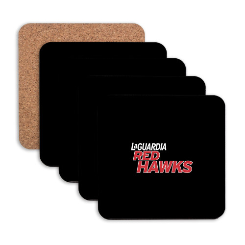 Hardboard Coaster w/Cork Backing 4/set-LaGuardia Red Hawks Wordmark
