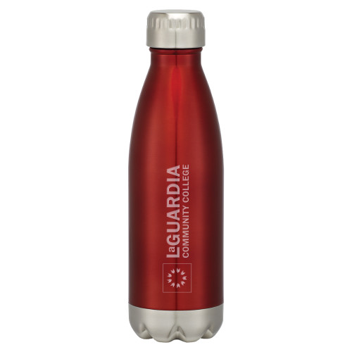 Swig Stainless Steel Red Bottle 16oz-LaGuardia CC Flat Wordmark Reversed Engraved