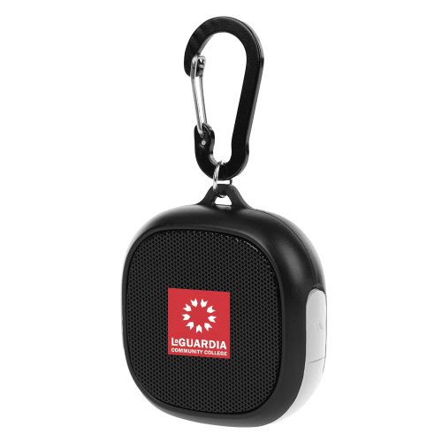 Black/White Waterproof Speaker w/ Carabiner-LaGuardia CC Square Mark