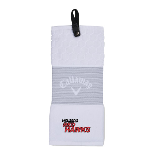 Callaway White Trifold Towel-LaGuardia Red Hawks Wordmark