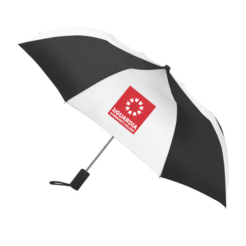 42 Inch Slim Stick Black/White Umbrella-LaGuardia CC Square Mark