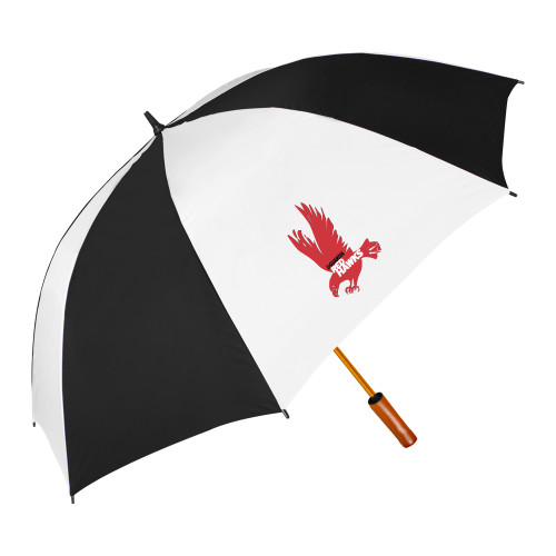 64 Inch Black/White Umbrella-LaGuardia CC Red Hawk Logo