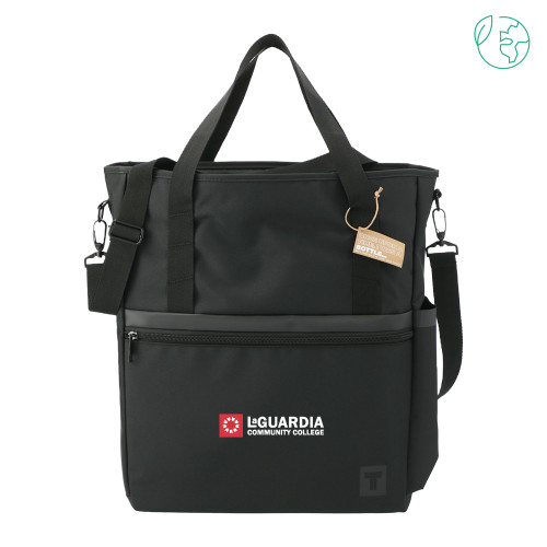 Tranzip Black Recycled Computer Tote-LaGuardia CC Flat Wordmark
