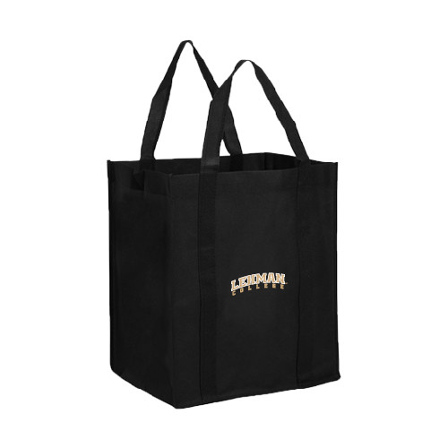 College Non Woven Black Grocery Tote-Arched Lehman College