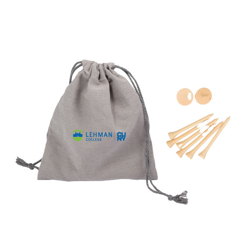Bamboo Golf Tee Set w/ Grey Recycled Pouch-Lehman College CUNY