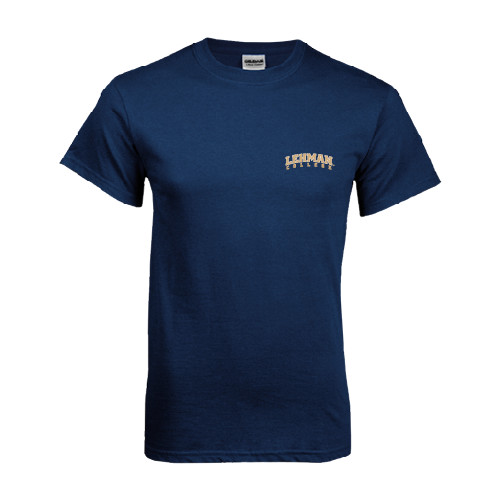 College Navy T Shirt-Arched Lehman College