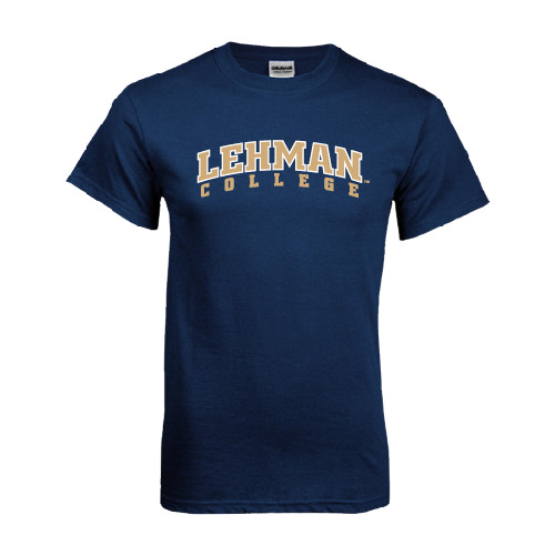 College Navy T Shirt-Arched Lehman College