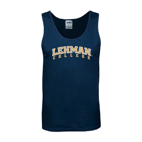 College Navy Tank Top-Arched Lehman College