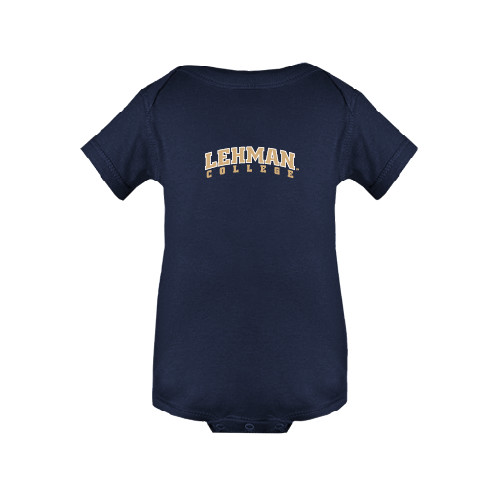 College Navy Infant Onesie-Arched Lehman College