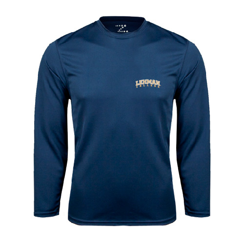College Navy Performance Long Sleeve Shirt-Arched Lehman College