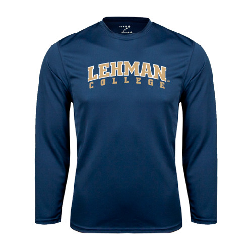 College Navy Performance Long Sleeve Shirt-Arched Lehman College