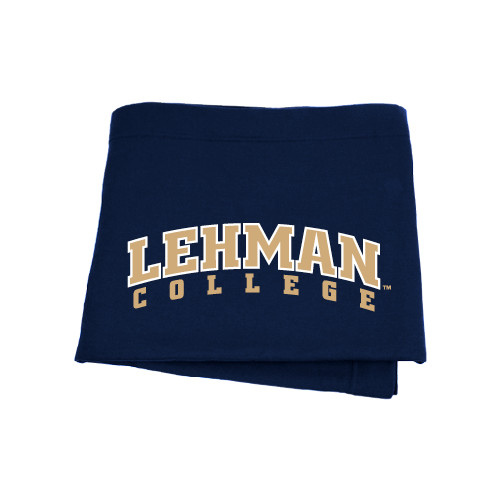 College Navy Sweatshirt Blanket-Arched Lehman College