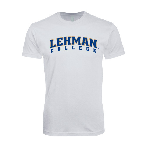 College Next Level White SoftStyle T Shirt-LC Lehman College Lightning Stacked