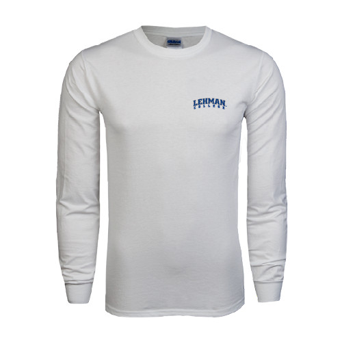 College White Long Sleeve T Shirt-LC Lehman College Lightning Stacked
