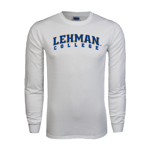 College White Long Sleeve T Shirt-LC Lehman College Lightning Stacked