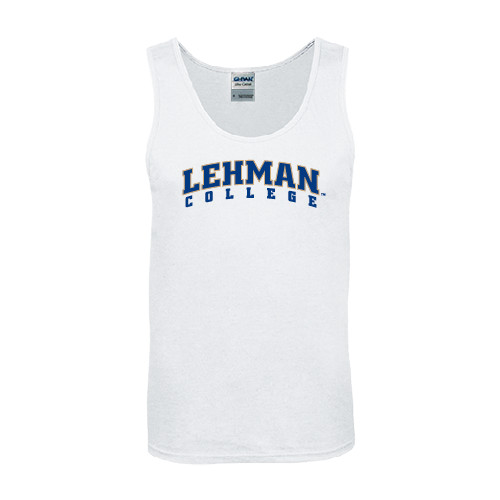 College White Tank Top-LC Lehman College Lightning Stacked