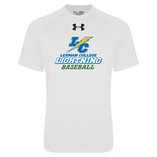 College Under Armour White Tech Tee-UA - Lehman College Baseball