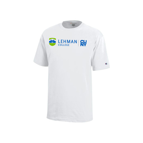 Champion Youth White Short Sleeve Tee-Lehman College CUNY