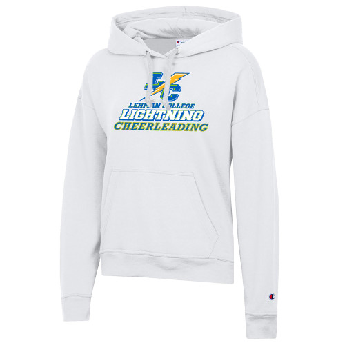 Champion Womens White Powerblend Pullover Hood-Lehman College Cheerleading