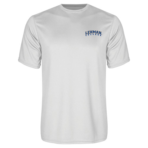 College White Performance Tee-LC Lehman College Lightning Stacked