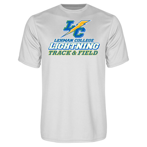 White Performance Tee-Lehman College Track and Field