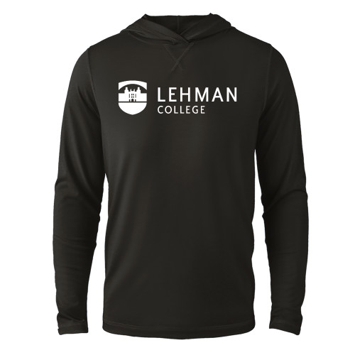 Black Long Sleeve Hooded Tee-Lehman College Horizontal