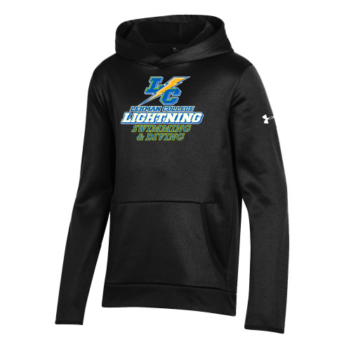 College Under Armour Youth Black Fleece Hoodie-Lehman College Swimming and Diving