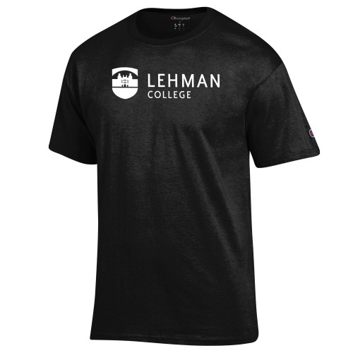 Champion Black T Shirt-Lehman College Horizontal