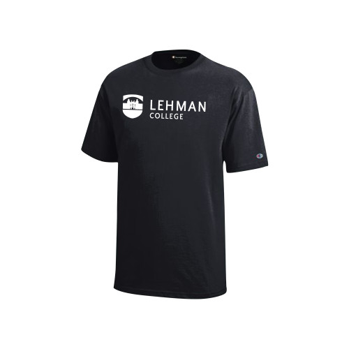 Champion Youth Black Short Sleeve Tee-Lehman College Horizontal