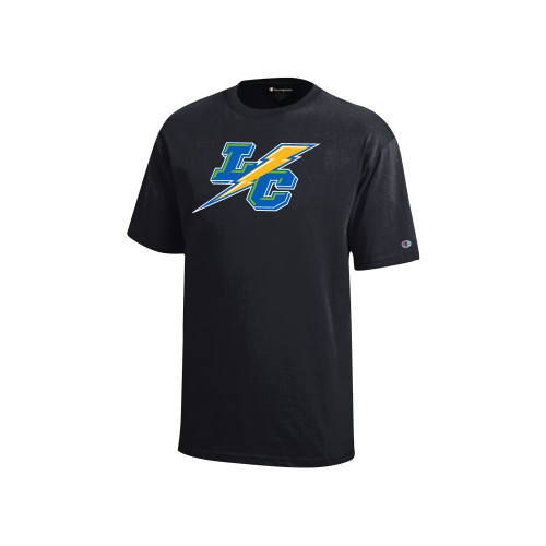 Champion Youth Black Short Sleeve Tee-LC Mark