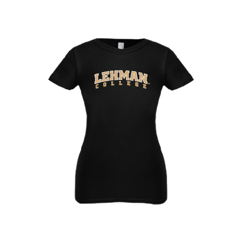 College Next Level Girls Black Fashion Fit T Shirt-Arched Lehman College
