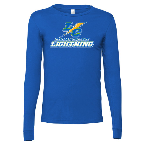 Bella + Canvas Royal Jersey Cotton Long Sleeve T Shirt-LC Lehman College Lightning Stacked