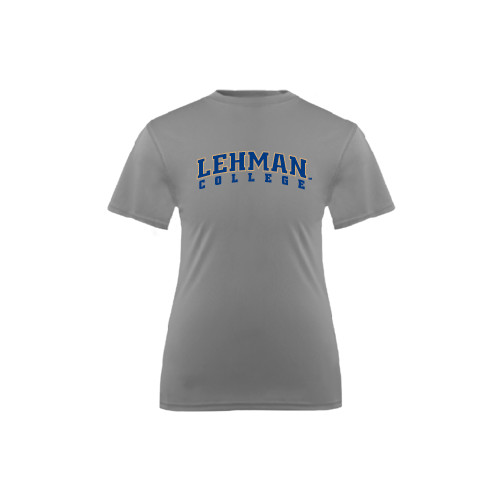 College Youth Performance Grey Concrete Tee-LC Lehman College Lightning Stacked